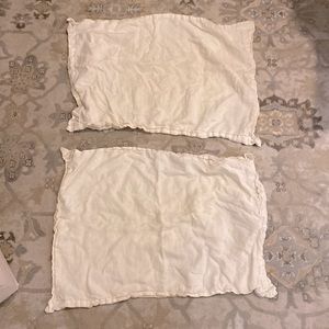 Set of two white linen restoration hardware standard pillowcase shams